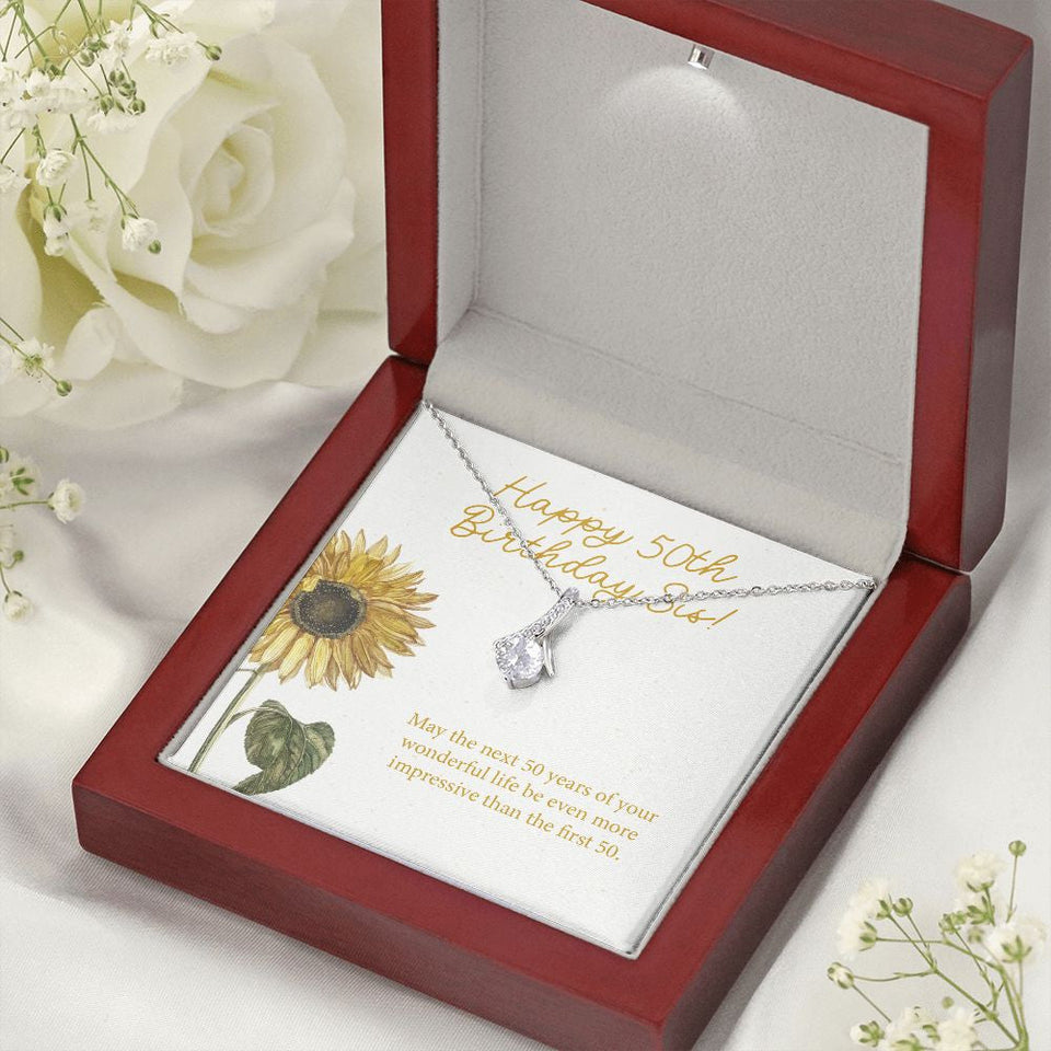 "Your Amazing Life" Sister 50th Birthday Necklace Gift From Brother Sibling Alluring Beauty Pendant Jewelry Box