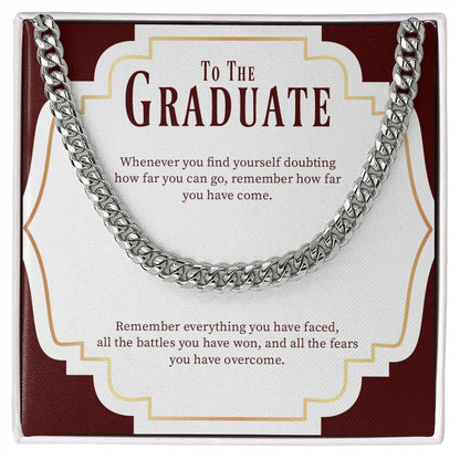 "How Far You Have Come" Graduation Necklace Gift From Parents Friends Family Cuban Link Chain Jewelry Box