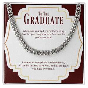 "How Far You Have Come" Graduation Necklace Gift From Parents Friends Family Cuban Link Chain Jewelry Box