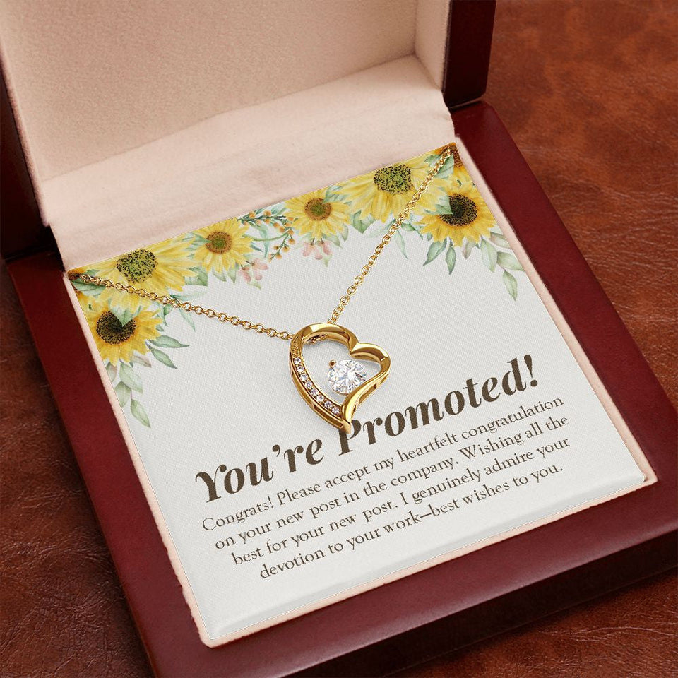 "Genuinely Admiring Your Devotion" Job Promotion Necklace Gift From Colleagues Co-workers Forever Love Pendant Jewelry Box