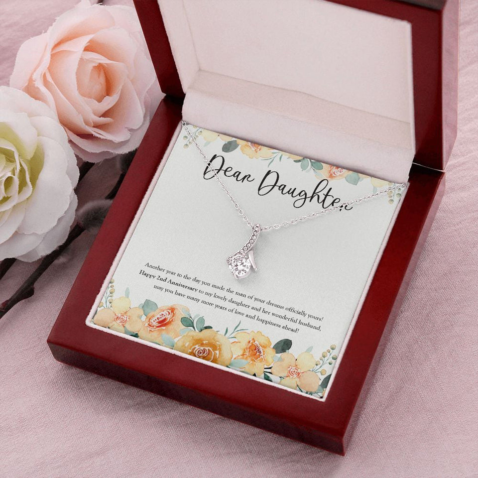 "Another Year To The Day" Daughter 2nd Wedding Anniversary Necklace Gift From Mom Dad Parents Alluring Beauty Pendant Jewelry Box