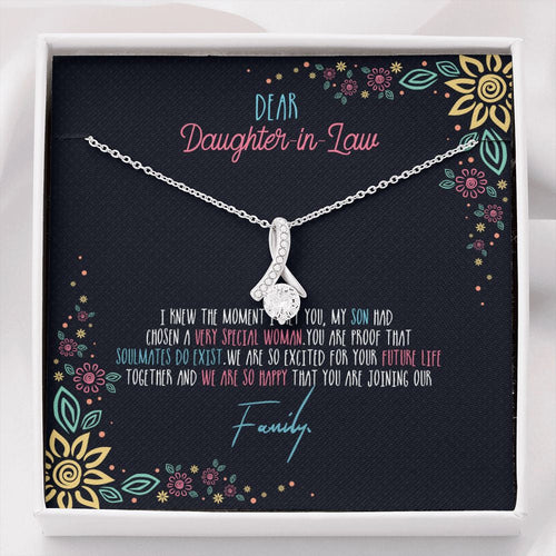"Soulmates Do Exist" Daughter In Law Necklace Gift From Mother-In-Law Father-In-Law Alluring Beauty Pendant Jewelry Box Birthday Christmas Thanksgiving New Year