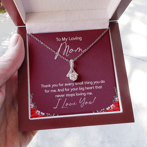 "Small Things Big Heart" Loving Mom Necklace Gift From Daughter Son Alluring Beauty Pendant Jewelry Box Mothers Day Birthday Christmas Valentines
