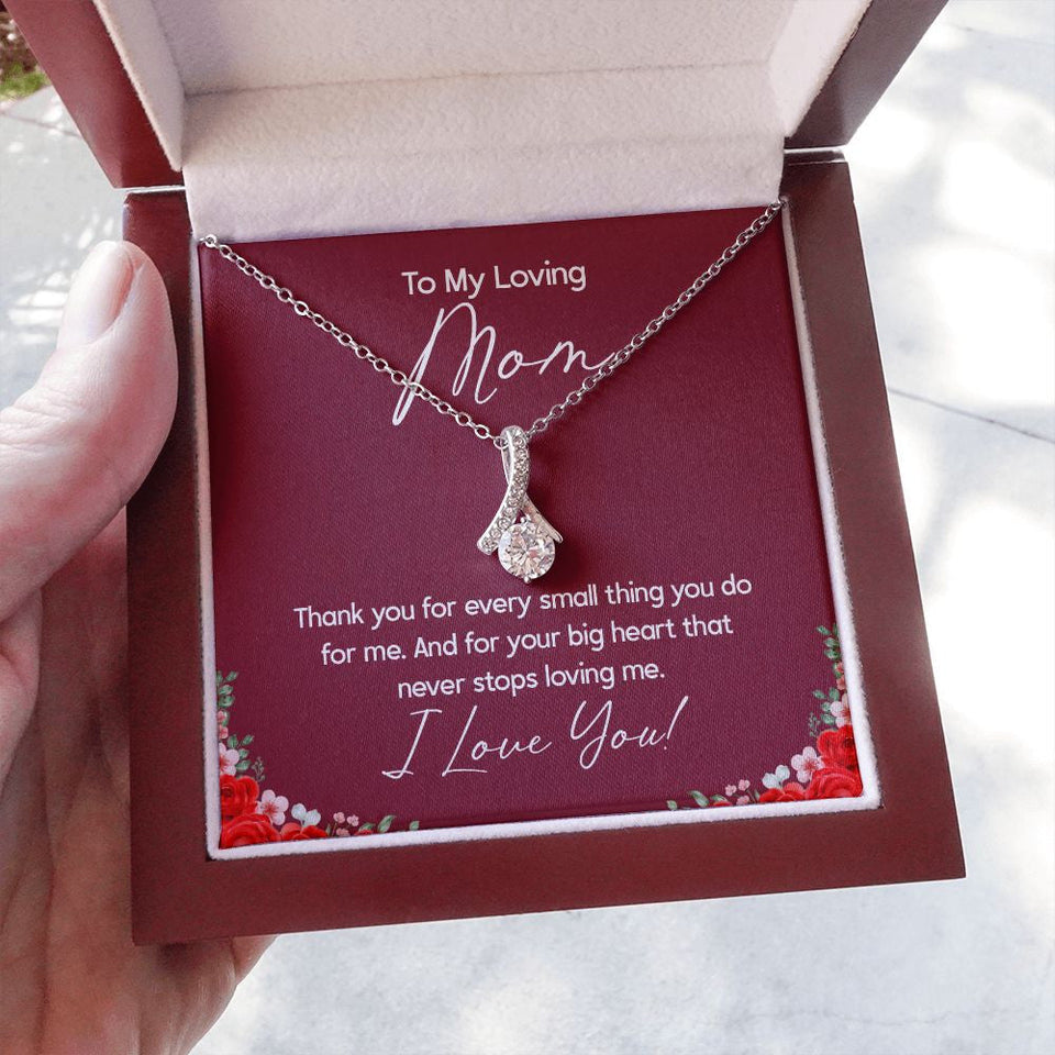 "Small Things Big Heart" Loving Mom Necklace Gift From Daughter Son Alluring Beauty Pendant Jewelry Box Mothers Day Birthday Christmas Valentines