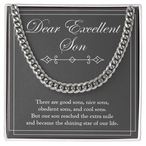 "Shining Star Of Our Life" Excellent Son Necklace Gift From Mom Dad Cuban Link Chain Jewelry Box Birthday Christmas New Year Graduation