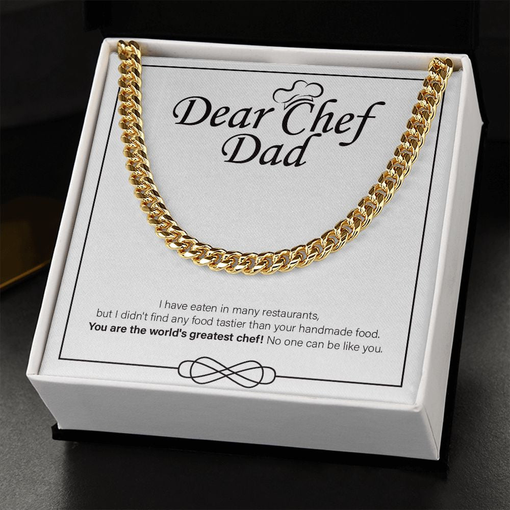 "Tastier Than Your Homemade" Chef Dad Necklace Gift From Daughter Son Cuban Link Chain Jewelry Box Birthday Christmas Thanksgiving Valentines