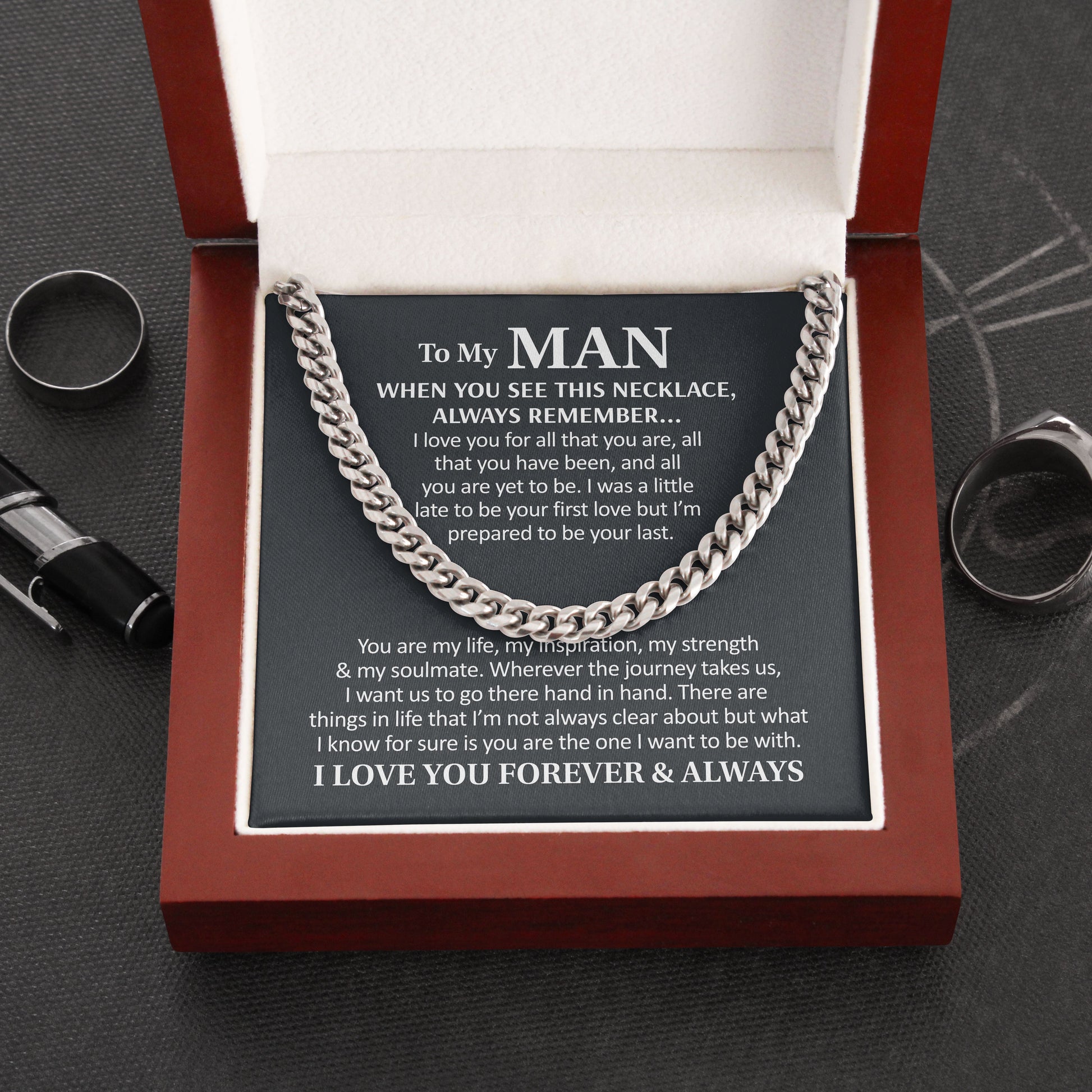 Necklace for Him Gift, I Love You For All That You Are, Anniversary, Birthday Gift, Cuban Link Chain for Boyfriend, Necklace for Husband