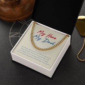 "Strong And Love To Laugh" Hero Dad Necklace Gift From Daughter Son Cuban Link Chain Jewelry Box Christmas Birthday Thanksgiving New Year