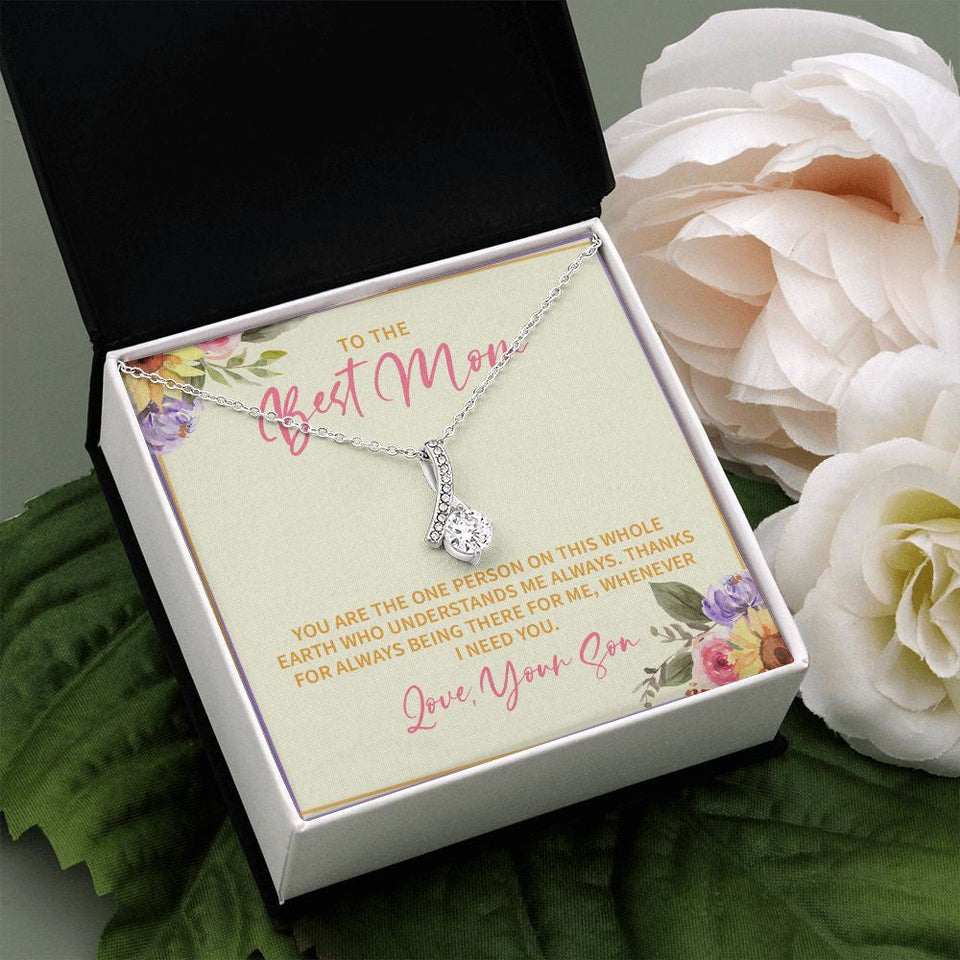 "Who understand me" Best Mom Necklace Gift From Son Daughter Alluring Beauty Pendant Jewelry Box Thanksgiving Birthday Christmas Mothers Day
