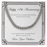 "Marriage Do Last" Dad 17th Wedding Anniversary Necklace Gift From Daughter Son Cuban Link Chain Jewelry Box