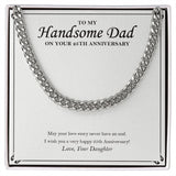 "Love Story Never End" Handsome Dad 25th Wedding Anniversary Necklace Gift  From Daughter Son Cuban Link Chain Jewelry Box