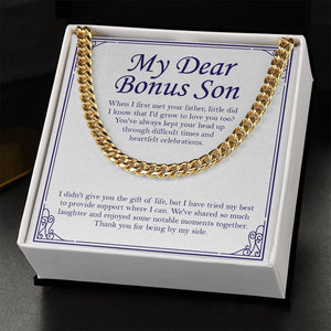 "Heartfelt Celebrations" Bonus Son Necklace Gift From Mom Cuban Link Chain Birthday Graduation Christmas Wedding