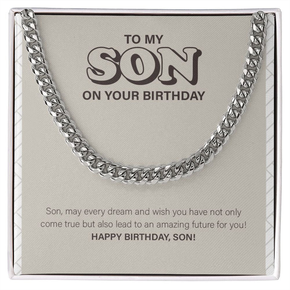 "Amazing Future Of You" Son Birthday Necklace Gift From Mom Dad Cuban Link Chain Jewelry Box