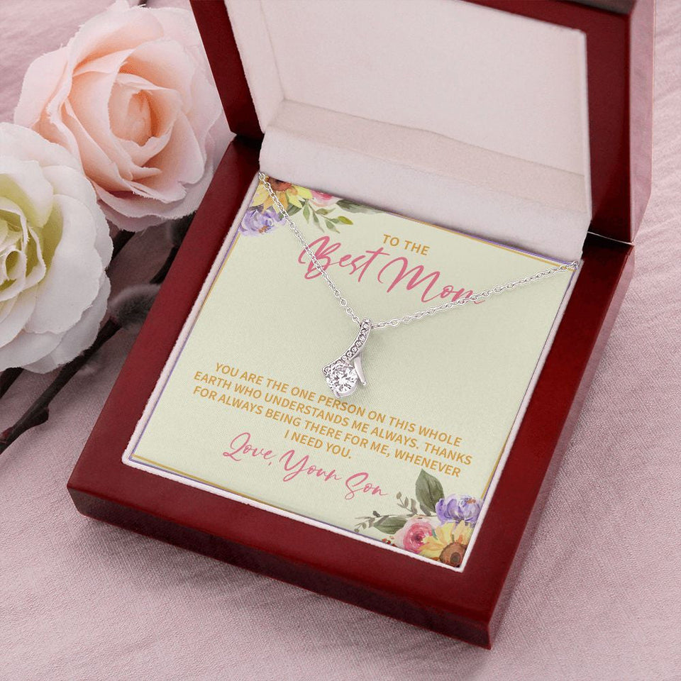 "Who understand me" Best Mom Necklace Gift From Son Daughter Alluring Beauty Pendant Jewelry Box Thanksgiving Birthday Christmas Mothers Day