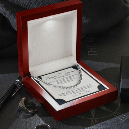 "Specially Chosen" Handsome Groom Wedding Day Necklace Gift From Bride Cuban Link Chain Jewelry Box