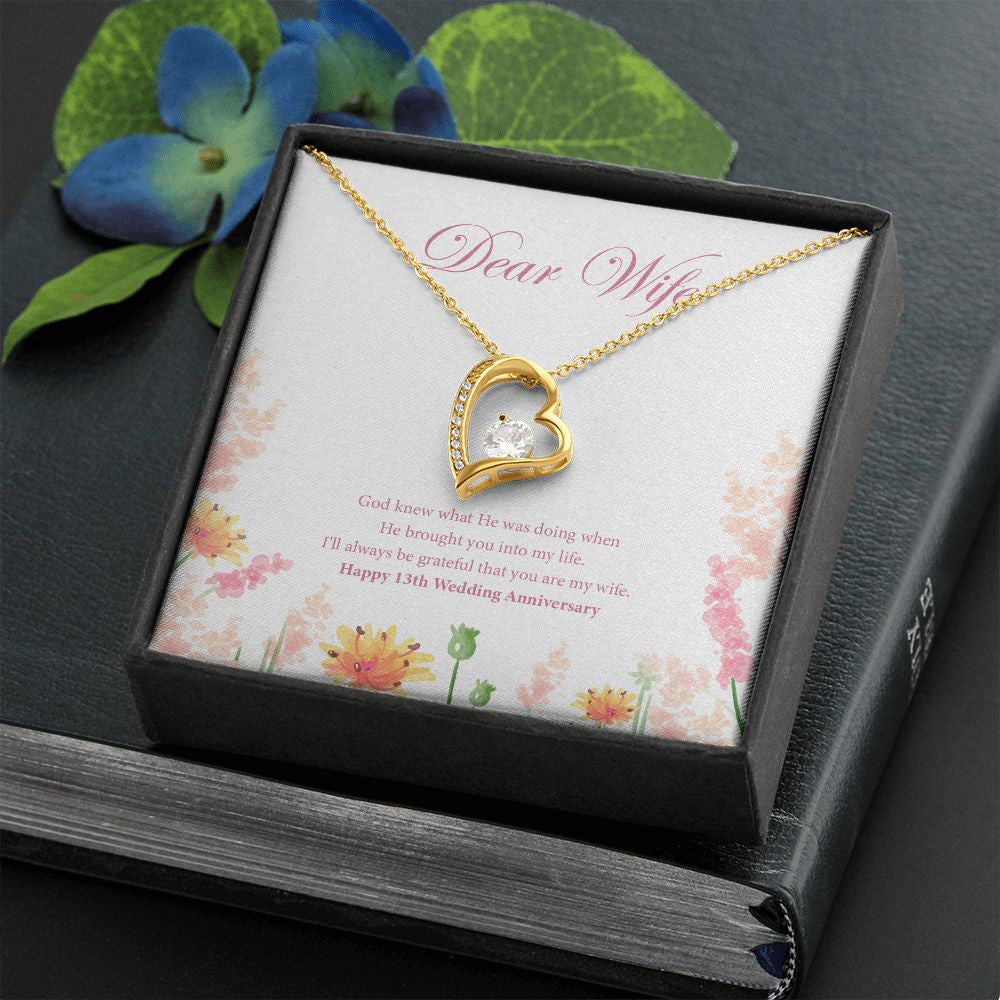 "God Knew" Wife 13th Wedding Anniversary Necklace Gift From Husband Forever Love Pendant Jewelry Box