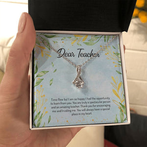 "Time Flew By" Teacher Necklace Gift From Student Co-Teacher Co-worker Alluring Beauty Pendant Jewelry Box Birthday Graduation Teachers Day Christmas