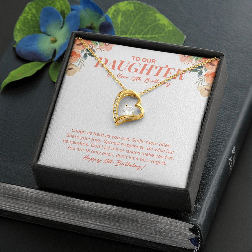 "Smile More Often" Daughter 18th Birthday Necklace Gift From Mom Dad Forever Love Pendant Jewelry Box