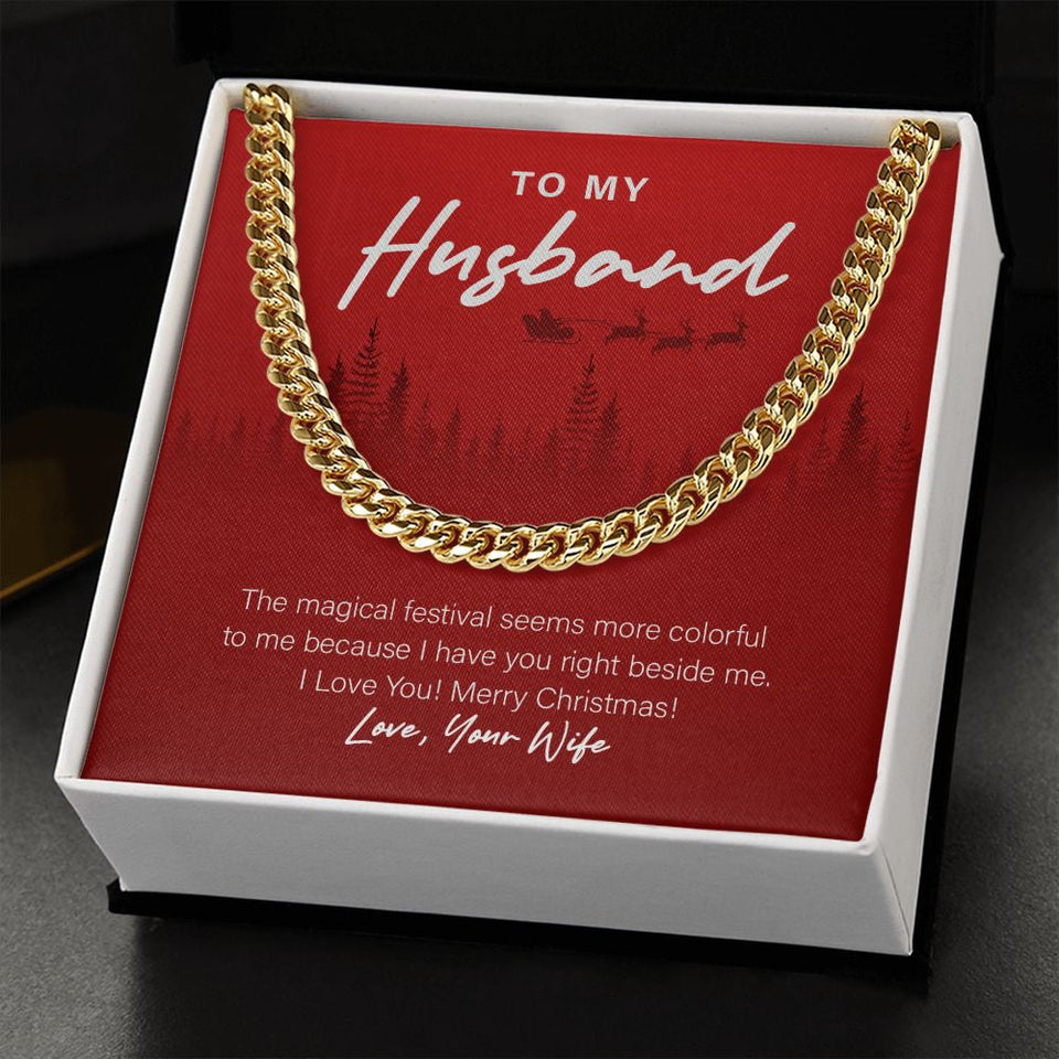 "Colorful Magical Festival" Husband Christmas Necklace Gift From Wife Cuban Link Chain Jewelry Box