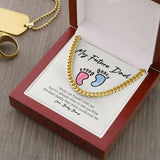"Best Daddy There Could Be" Future Dad Necklace Gift From Future Daughter Son Unborn-Baby Cuban Link Chain Jewelry Box Baby Shower
