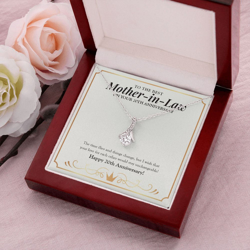 "Unchangeable Love" Best Mother-In Law 20th Wedding Anniversary Necklace Gift From Daughter-In-Law Son-In-Law Alluring Beauty Pendant Jewelry Box