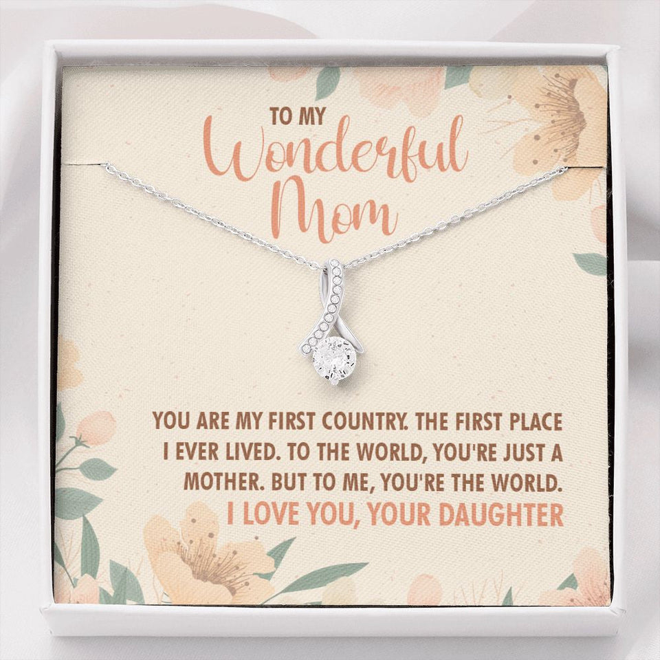 "You're the world" Wonderful Mom Necklace Gift From Son Daughter Alluring Beauty Pendant Jewelry Box Thanksgiving Birthday Christmas Mothers Day