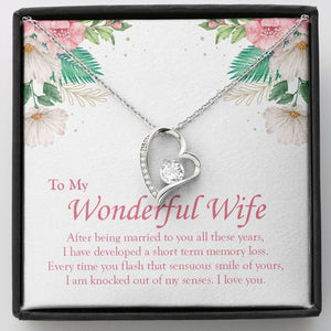 "Knocked Out Of My Senses" Wonderful Wife Necklace Gift From Husband Forever Love Pendant Jewelry Box Christmas Birthday Valentines Anniversary