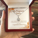 "Instinct And Lots Of Love" Pregnant Sister Necklace Gift From Brother Sibling Eternal Hope Pendant Jewelry Box Baby Shower Birth Announcement Pregnancy Announcement