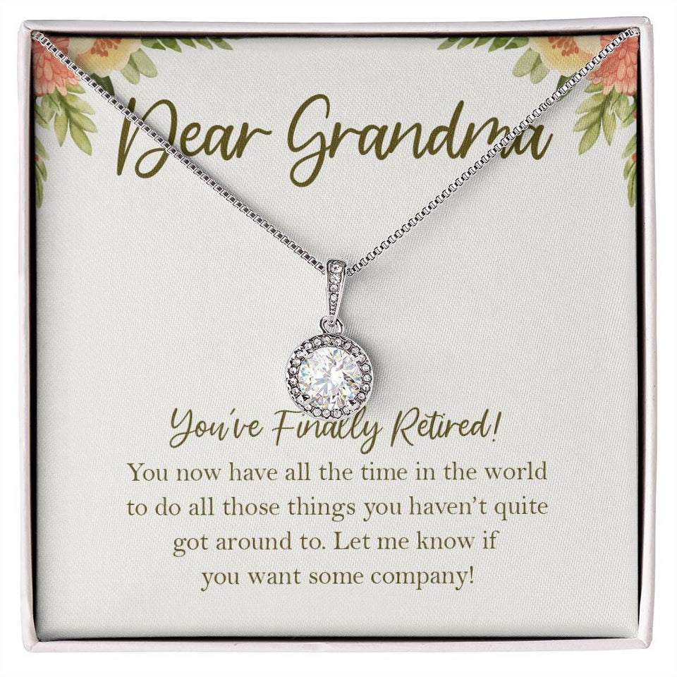 "All The Time In The World" Grandma Retirement Necklace Gift From Granddaughter Grandson Grandkids Eternal Hope Pendant Jewelry Box