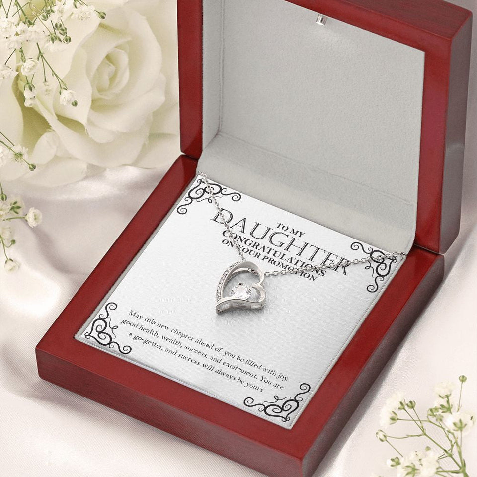 "New Chapter Ahead Of You" Daughter Promotion Necklace Gift From Mom Dad Forever Love Pendant Jewelry Box