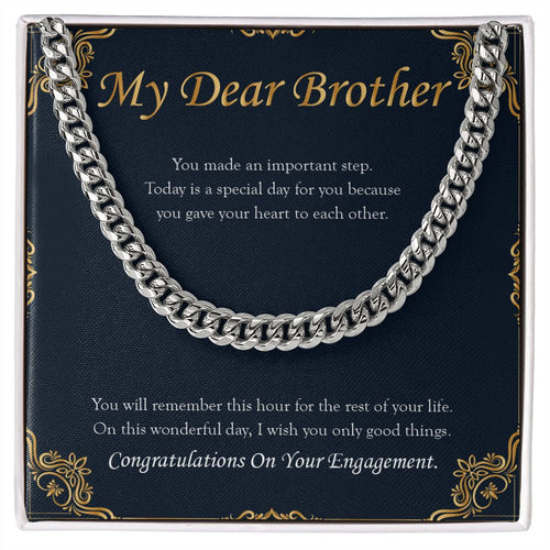 "Important Step" Brother Engagement Necklace Gift From Sister Bro Sibling Cuban Link Chain Jewelry Box