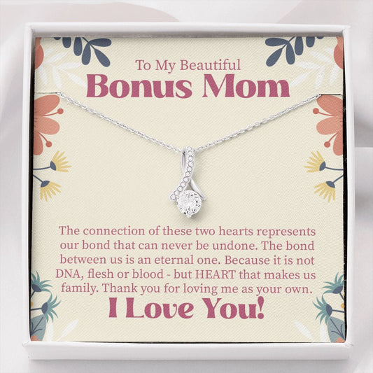"Two Hearts" Beautiful Bonus Mom Necklace Gift From Daughter Son Alluring Beauty Pendant Jewelry Box Birthday Thanksgiving Mothers Day Christmas