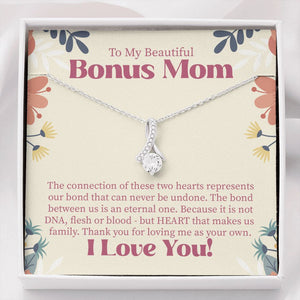 "Two Hearts" Beautiful Bonus Mom Necklace Gift From Daughter Son Alluring Beauty Pendant Jewelry Box Birthday Thanksgiving Mothers Day Christmas