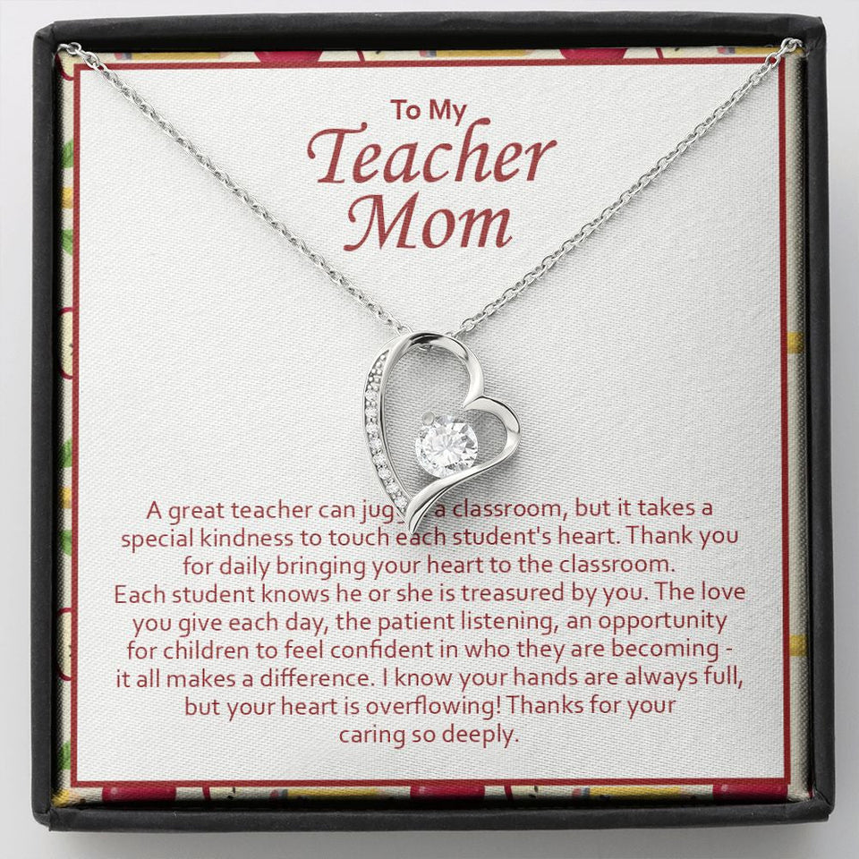 "Juggle A Classroom" Teacher Mom Necklace Gift From Daughter Son Forever Love Pendant Jewelry Box Promotion Teachers Day Birthday Christmas