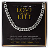 "Another Year To Create" Husband Love Of My Life 14th Wedding Anniversary Necklace Gift From Wife Cuban Link Chain Jewelry Box