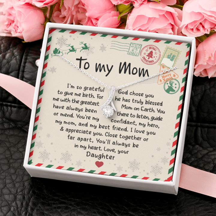 To My Mom Necklace - God Chose You He Has Truly Blessed Mom On Earth - Alluring Necklace
