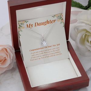 "New Job And Goal" Daughter Job Promotion Necklace Gift From Mom Dad Parents Eternal Hope Pendant Jewelry Box