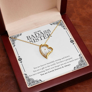 "You are so much more" Badass Sister Necklace Gift From Brother Sis Forever Love Pendant Jewelry Box Birthday Christmas Valentines New Year