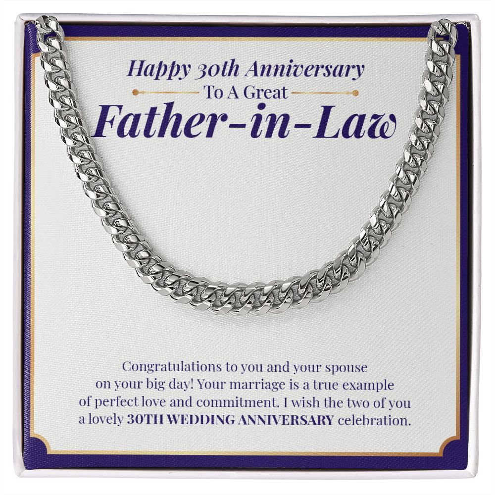 "Example Of Perfect Love" Great Father In Law 30th Wedding Anniversary Necklace Gift From Daughter-In-Law Son-In-Law Cuban Link Chain Jewelry Box