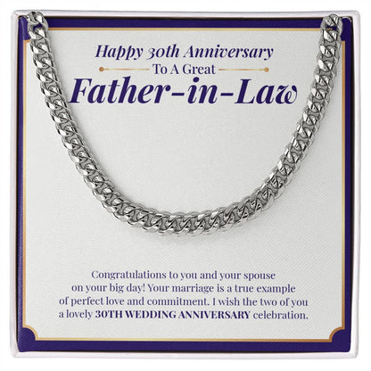 "Example Of Perfect Love" Great Father In Law 30th Wedding Anniversary Necklace Gift From Daughter-In-Law Son-In-Law Cuban Link Chain Jewelry Box