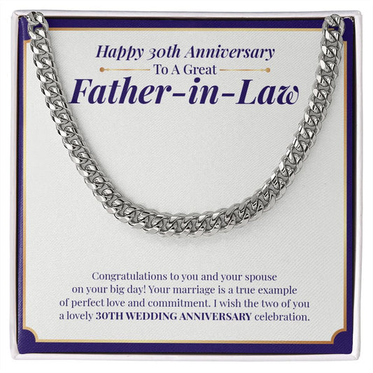 "Example Of Perfect Love" Great Father In Law 30th Wedding Anniversary Necklace Gift From Daughter-In-Law Son-In-Law Cuban Link Chain Jewelry Box