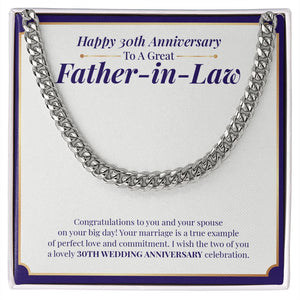 "Example Of Perfect Love" Great Father In Law 30th Wedding Anniversary Necklace Gift From Daughter-In-Law Son-In-Law Cuban Link Chain Jewelry Box