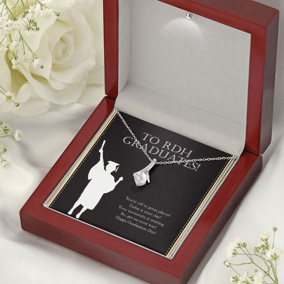 "Get On Your Way" Registered Dental Hygienist Graduation Necklace Gift From Mom Dad Grandma Grandpa Teacher Professor Classmate Alluring Beauty Pendant Jewelry Box
