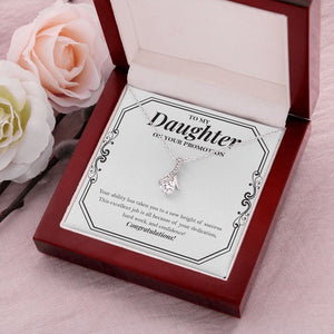 "New Height Of Success" Daughter Promotion Necklace Gift From Mom Dad Alluring Beauty Pendant Jewelry Box