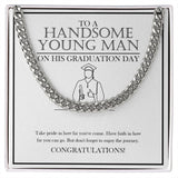 "Enjoy The Journey" Graduation Necklace Gift From Mom Dad Grandparents Bestfriend Teacher Cuban Link Chain Jewelry Box