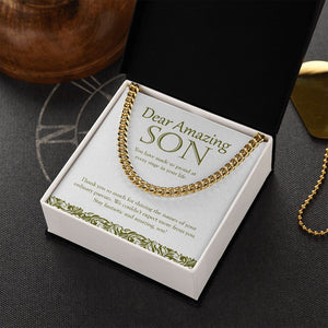 "Every Stage In Your Life" Amazing Son Necklace Gift From Mom Dad Cuban Link Chain Jewelry Box Birthday Graduation Christmas New Year