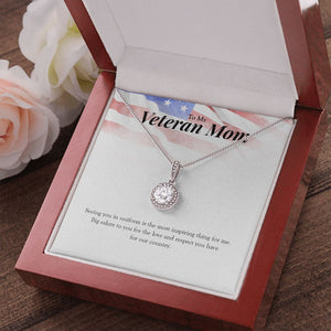 "Big Salute To You" Veteran Mom Necklace Gift From Daughter Son Eternal Hope Pendant Jewelry Box Deployment Veterans Day Thanksgiving