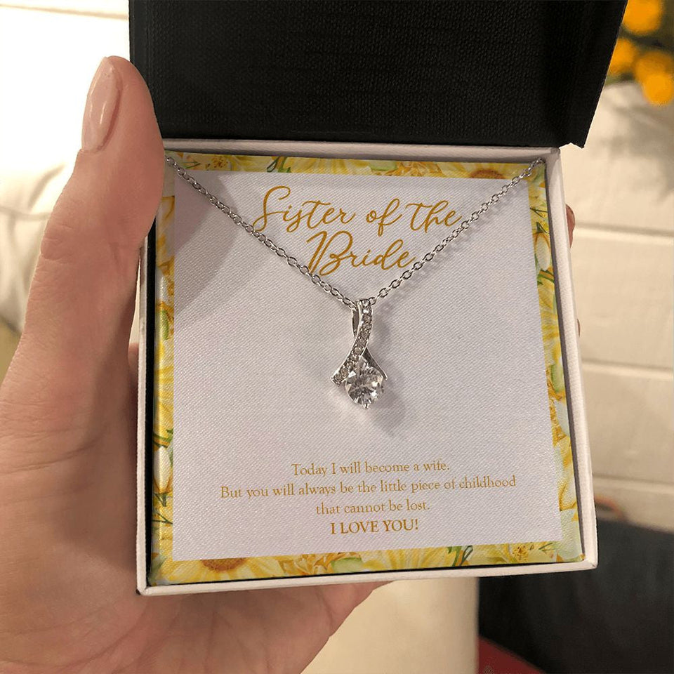 "Little Piece of Childhood" Sister of the Bride Wedding Day Necklace Gift Alluring Beauty Pendant Jewelry Box