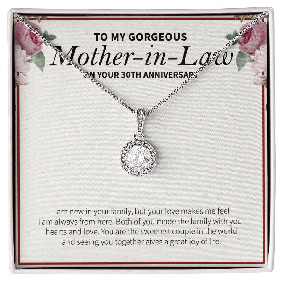 "Family With Heart And Joy" Gorgeous Mother In Law 30th Wedding Anniversary Necklace Gift From Daughter-In-Law Son-In-Law Eternal Hope Pendant Jewelry Box