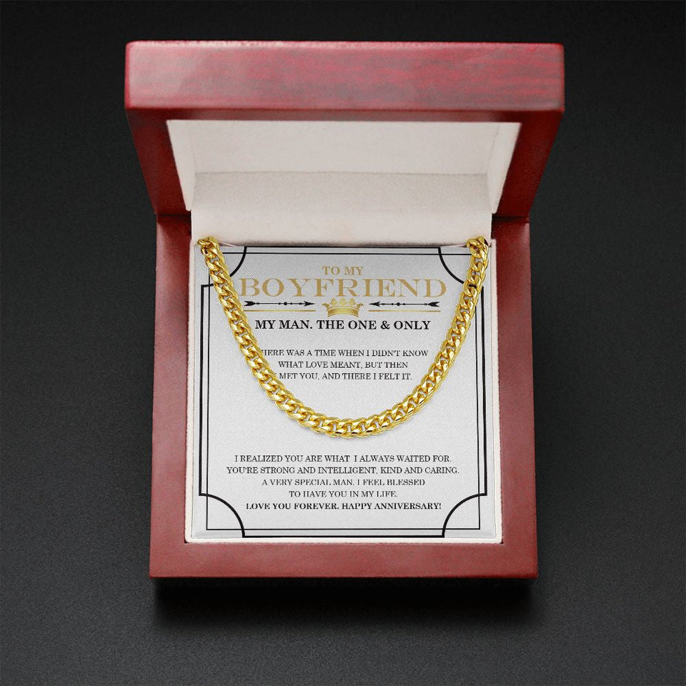 "The One And Only" Boyfriend Anniversary Necklace Gift From Girlfriend Cuban Link Chain Jewelry Box